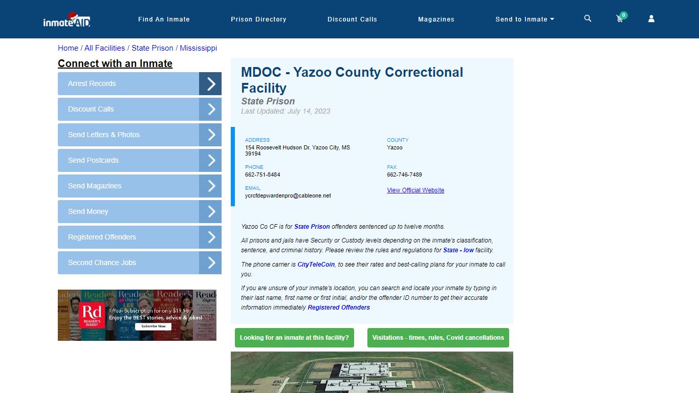 MDOC - Yazoo County Correctional Facility & Inmate Search - Yazoo City, MS