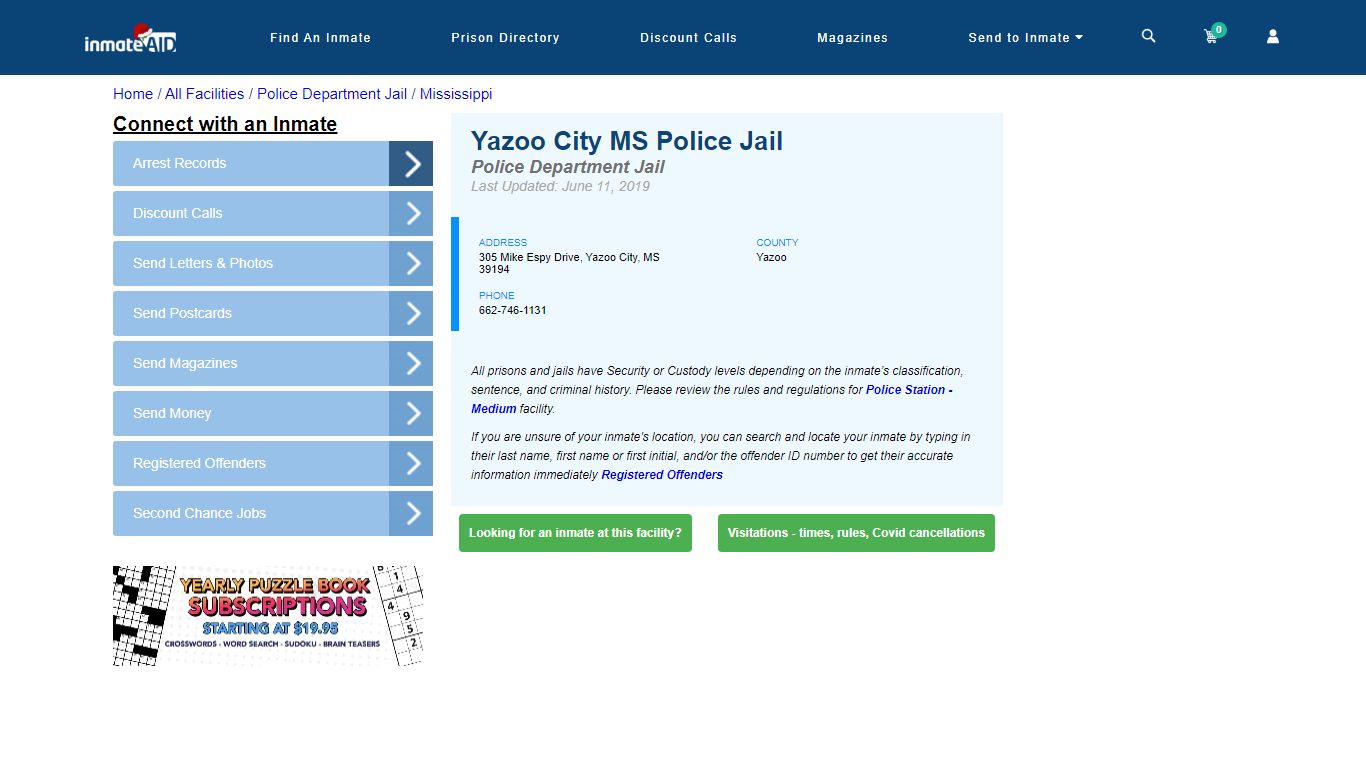 Yazoo City MS Police Jail & Inmate Search - Yazoo City, MS